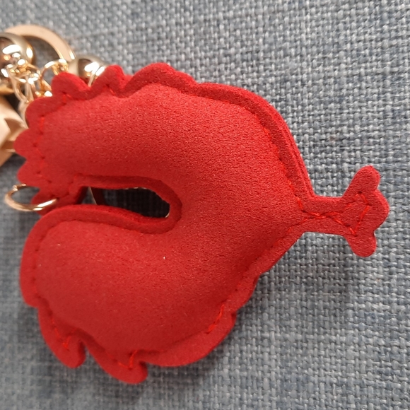Rooster Chicken Crystal Rhinestone Keychain Purse Charm Backpack Clip Gift New - Picture 3 of 4